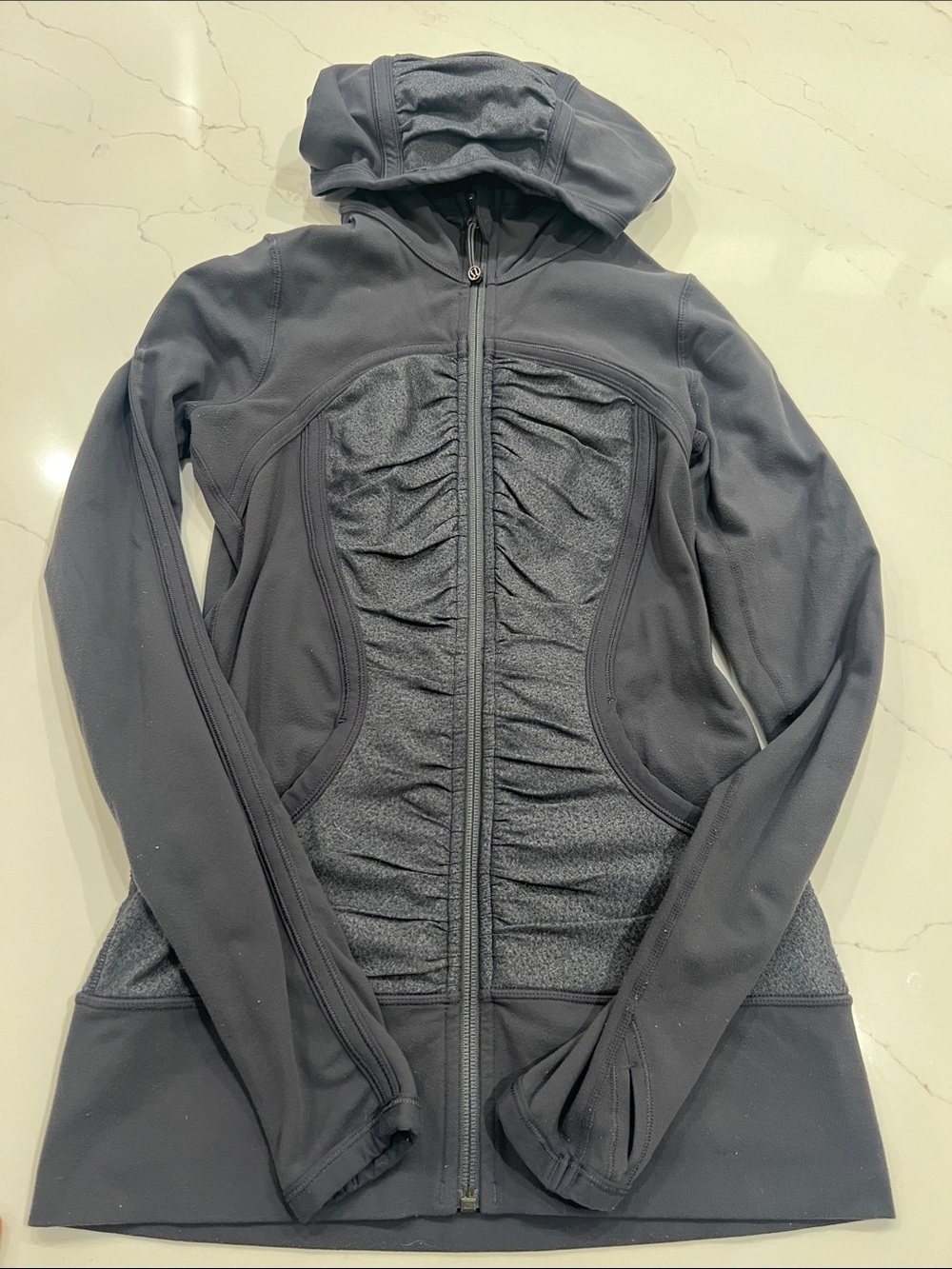 Lululemon Charcoal Gray Ruched Zip-Up Hoodie